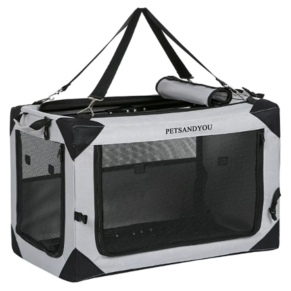 PETSANDYOU Foldable Portable Pet Crate | Breathable Travel Carrier for Dogs & Cats, Perfect for Car Trips & Indoor Rest