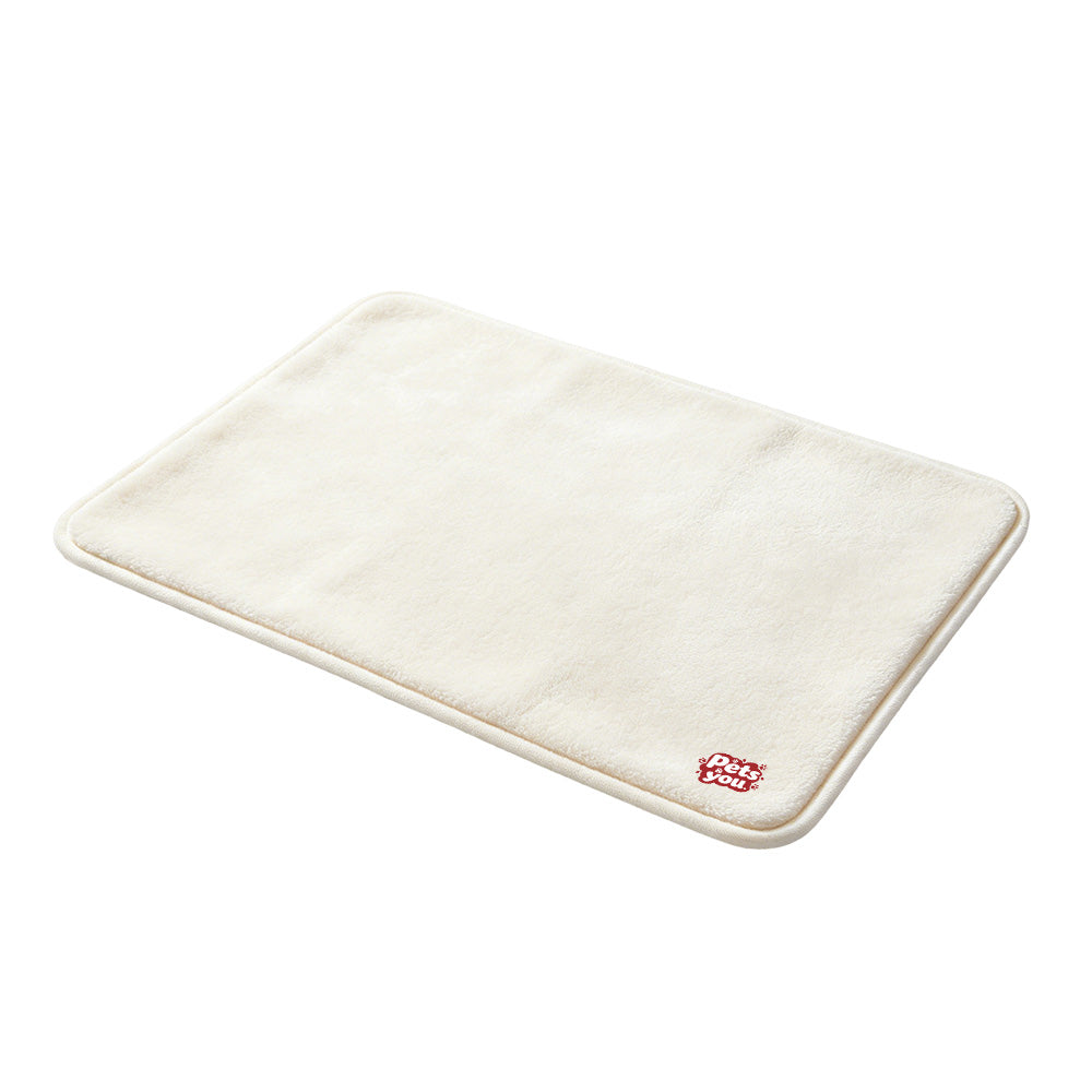 pets&you Cream Soft Fleece Pet Mat Washable Anti-Slip Dog Cat Sleeping Pad, Thick Warm Cushion for Crate, Kennel, Sofa & Travel