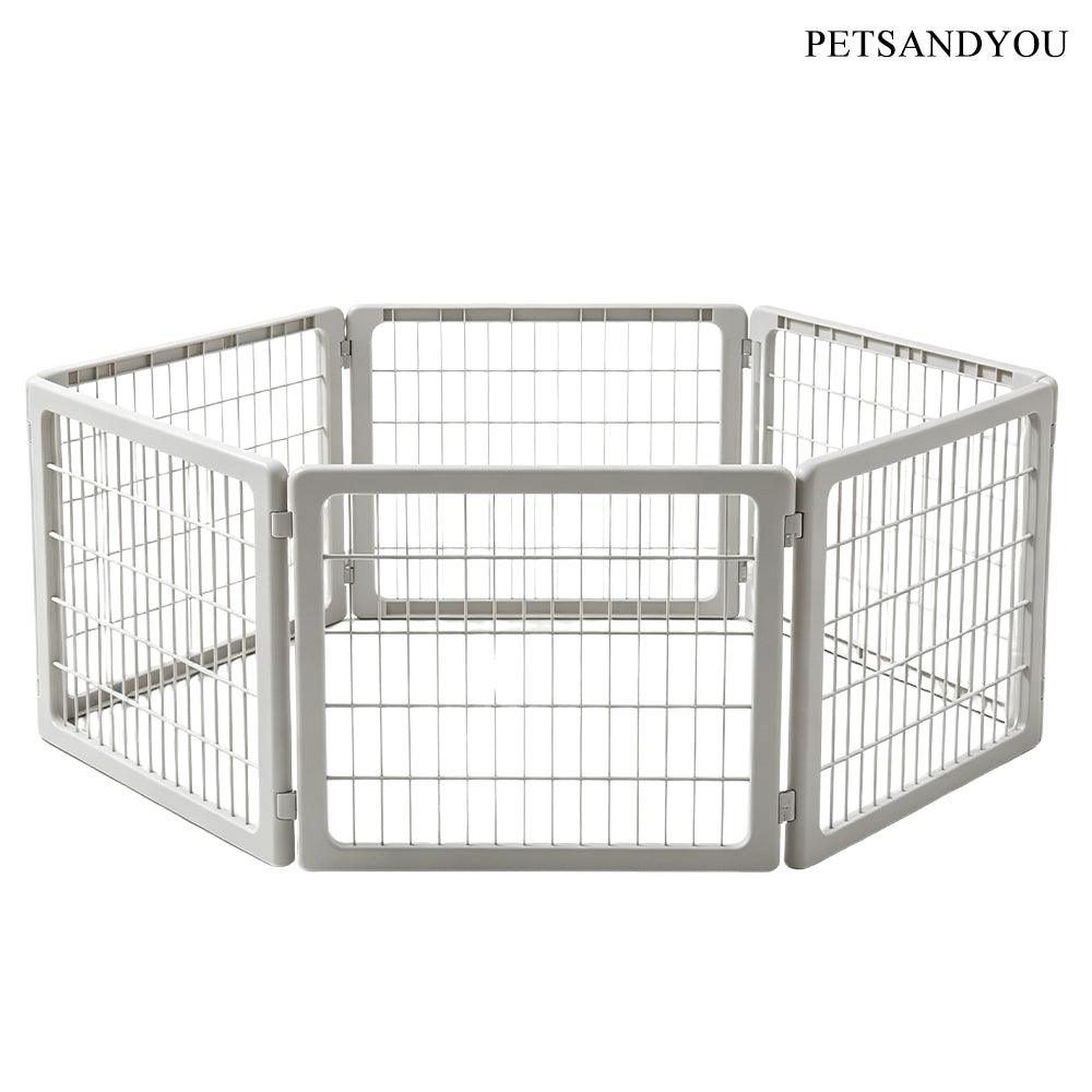 PETSANDYOU 6-Panel Foldable Modular Pet Play Fence with Gate