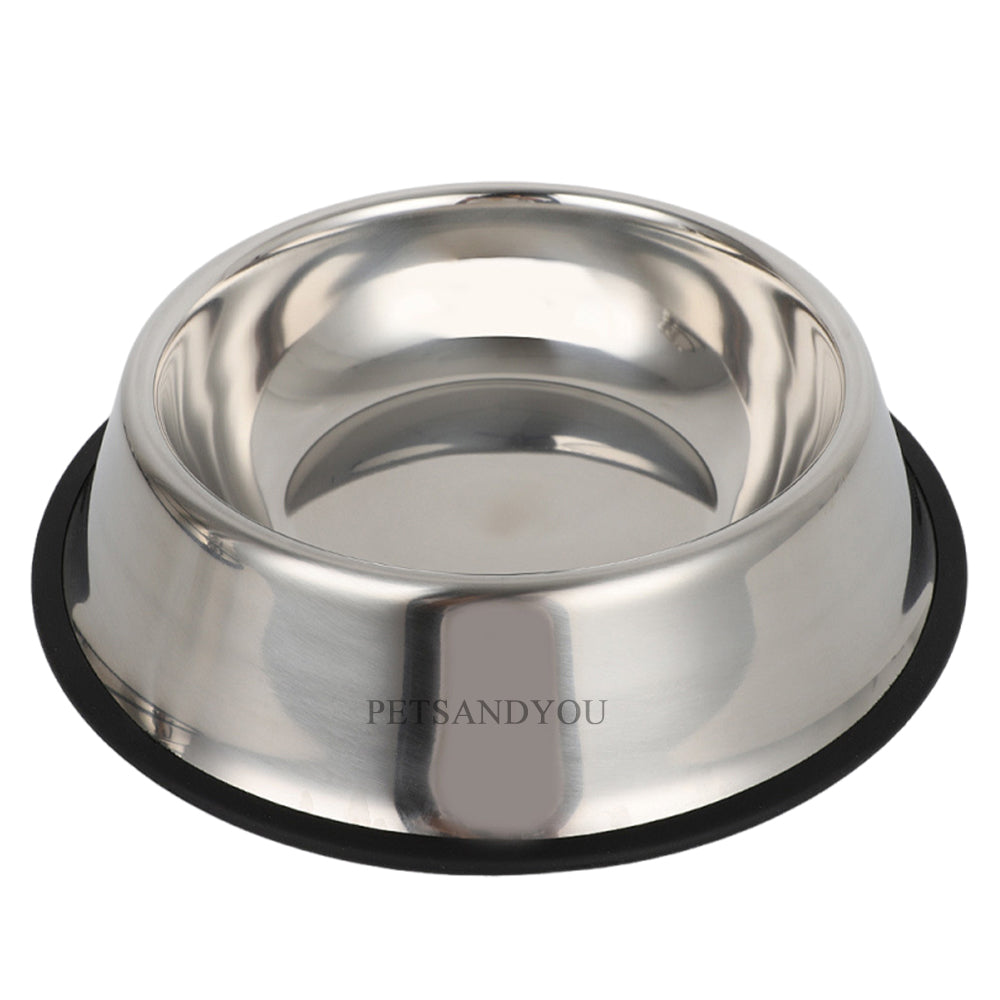 PETSANDYOU Anti-Slip Stainless Steel Dog & Cat Bowl
