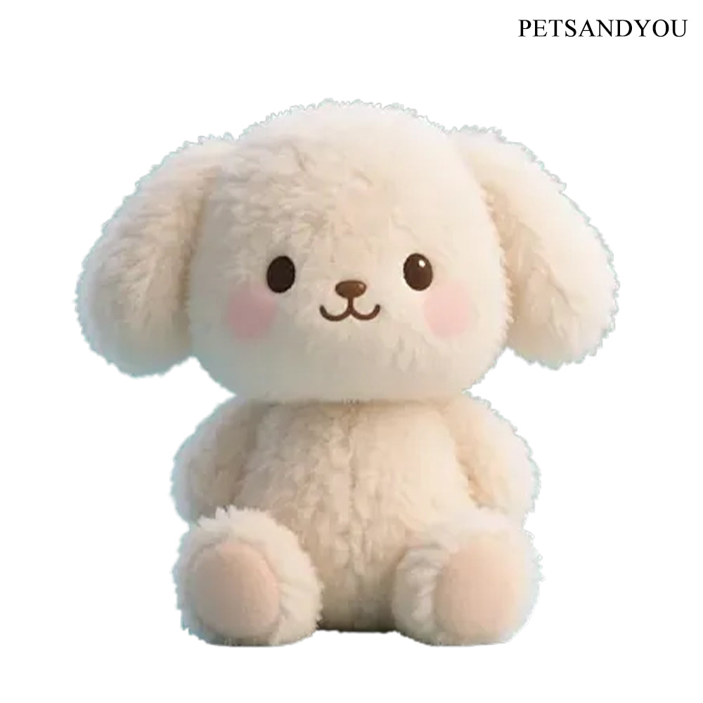PETSANDYOU Cute Fluffy White Floppy Ear Puppy Plush Toy, Soft Stuffed Animal Comfort Doll for Kids & Pet Companion Sleep Buddy Gift