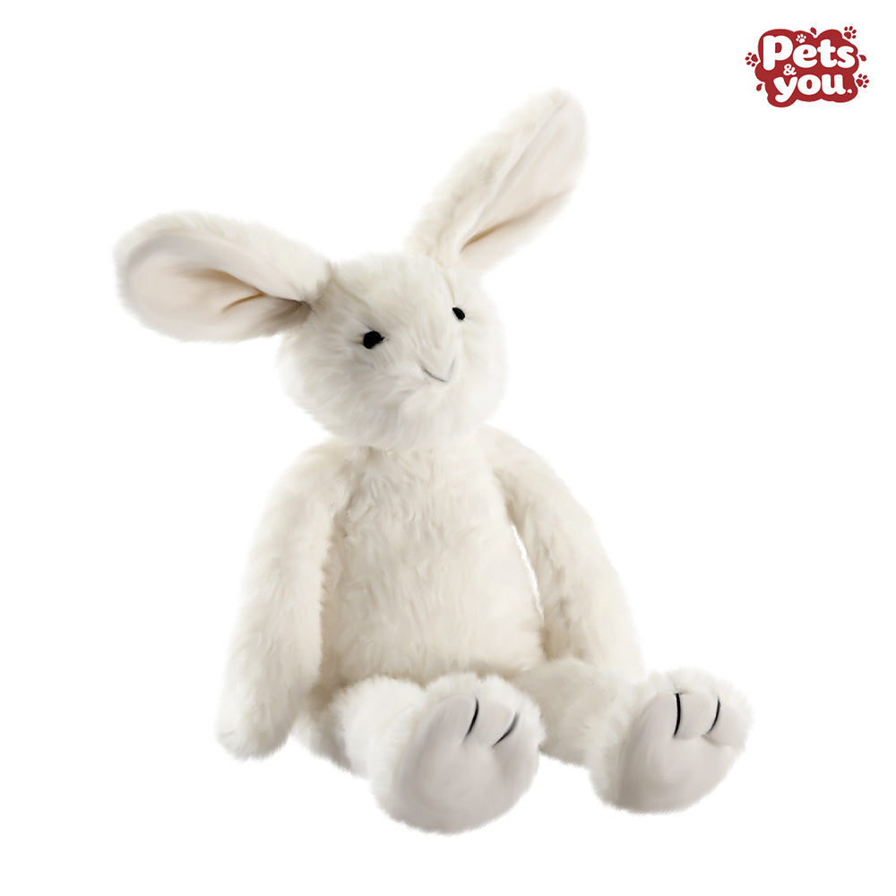 pets&you Ultra Soft Fluffy White Bunny Stuffed Plush Toy, Skin-Friendly Long Ear Rabbit Comfort Doll for Kids, Baby Shower Gift & Pet Companion Toy