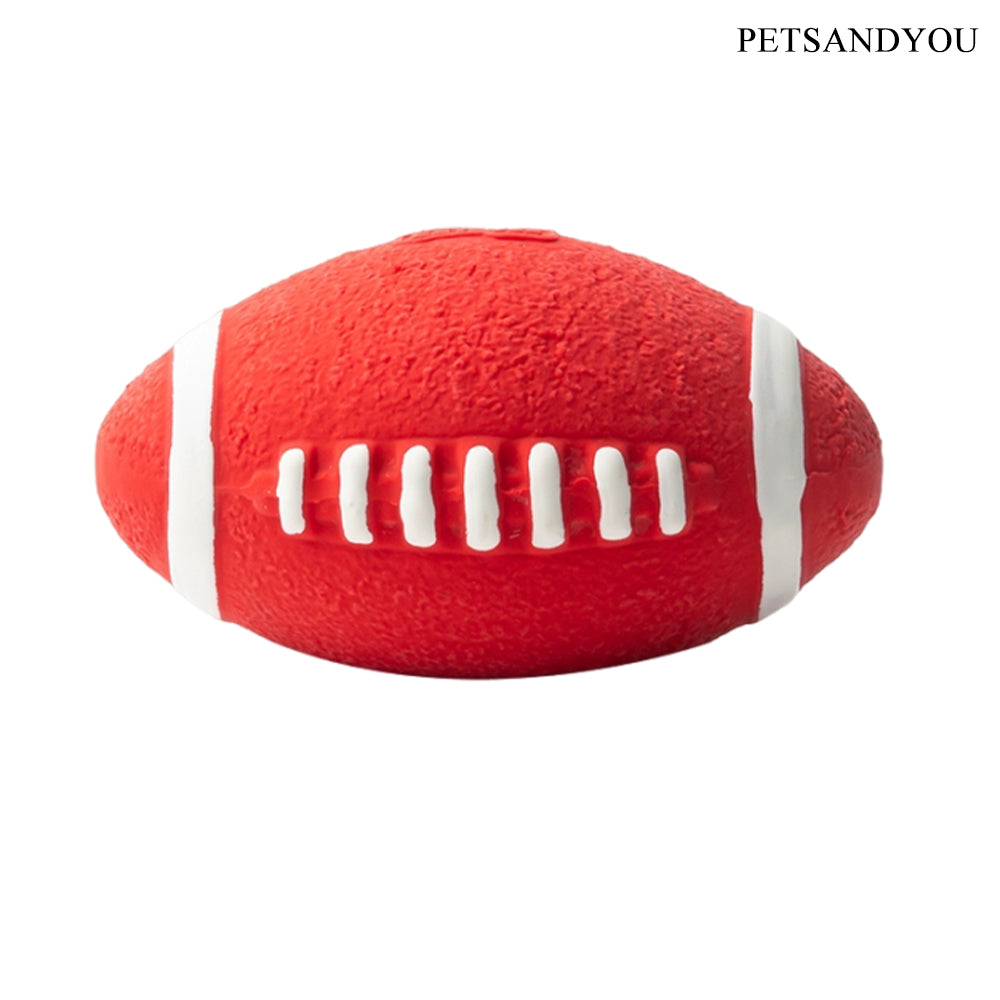 PETSANDYOU Red Latex Squeaky Football Dog Toy, Soft Rubber Interactive Fetch Chew Toy for Puppies Small Medium Dogs Indoor Outdoor Play