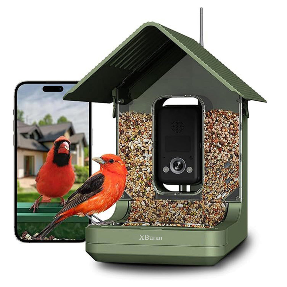 XBuran Smart Bird Feeder with Camera — 1080P HD Live View & AI Bird Recognition