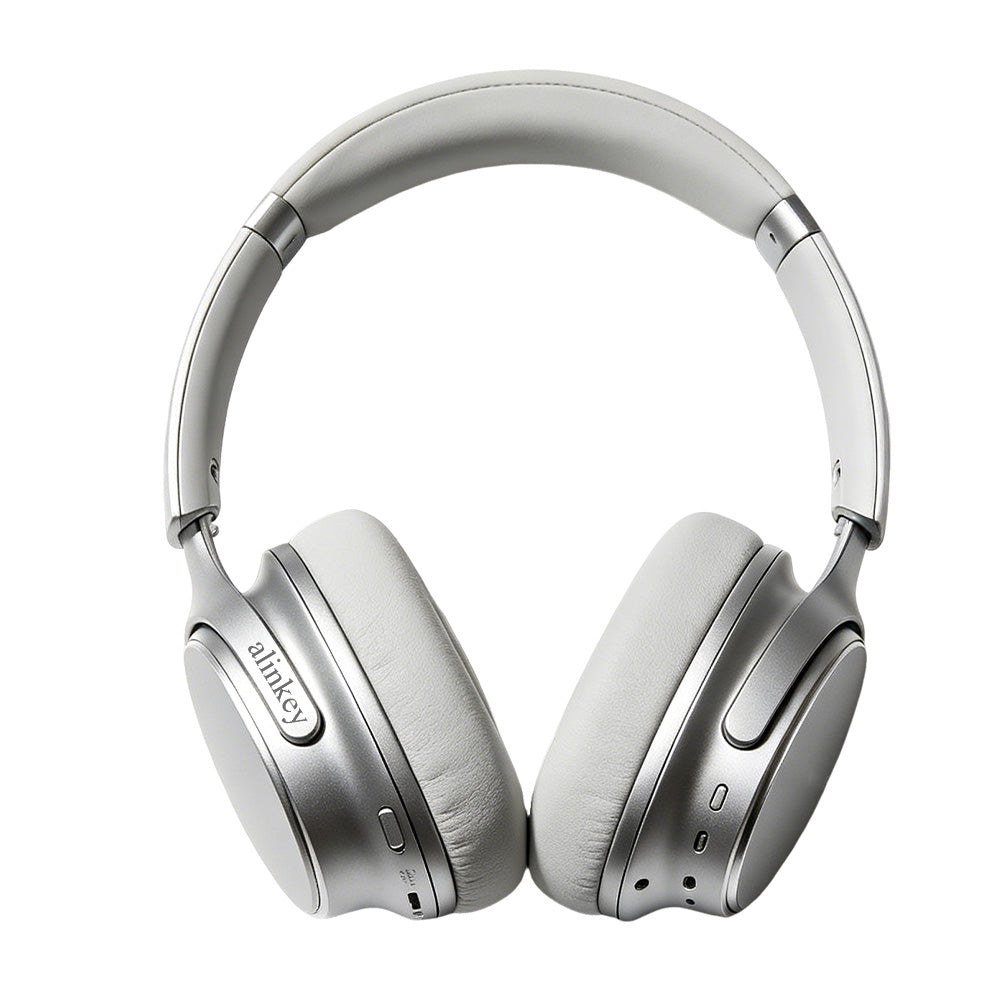 alinkey Light luxury silver white head wearable Bluetooth earphones