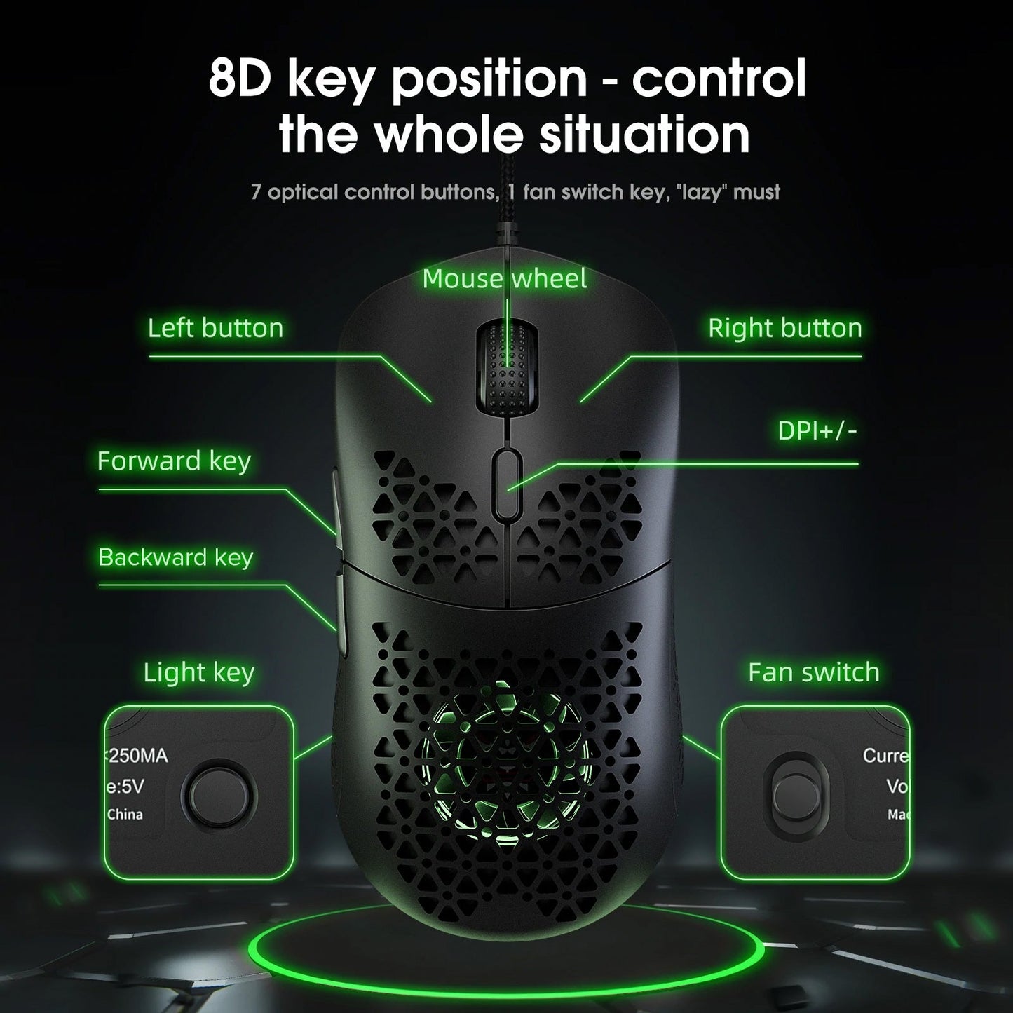 RGB WIRED GAMING MOUSE // Hollow Honeycomb Shell CW911 - GTRACING