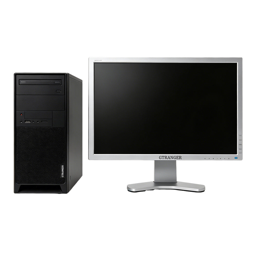 GTRANGER All-in-One Business Desktop Computer Tower with Silver Frame HD Monitor, Stable Office PC for Work, School, Retail & Daily Home Use