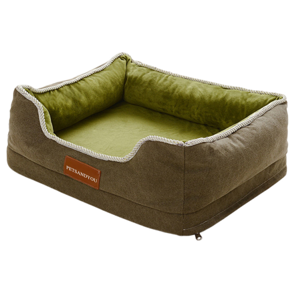 PETSANDYOU Two-Tone High Bolster Dog Bed, Fully Removable Washable Orthopedic Pet Sofa for Dogs & Cats