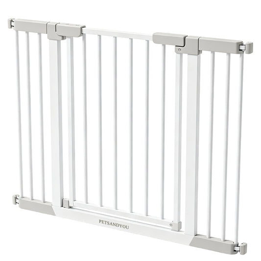 PETSANDYOU Pressure Mount Baby & Pet Safety Gate, No Drill Expandable Metal Barrier Gate, Stair Doorway Guard for Toddlers Cats Small Dogs Indoor Isolation Fence