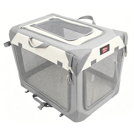 pets&you Collapsible Soft Sided Pet Crate Kennel, 3-Door Breathable Mesh Portable Dog Cat Travel House for Indoor Training Car Trips Vet Visits