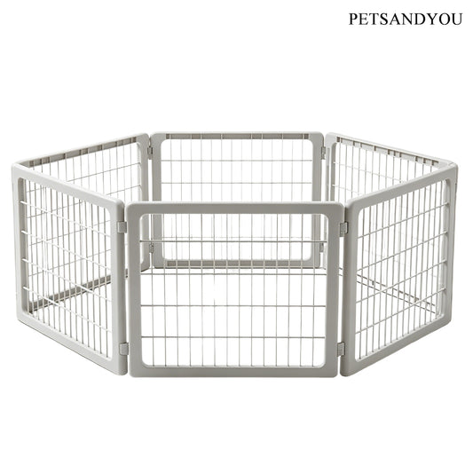 PETSANDYOU 6-Panel Foldable Modular Pet Play Fence with Gate
