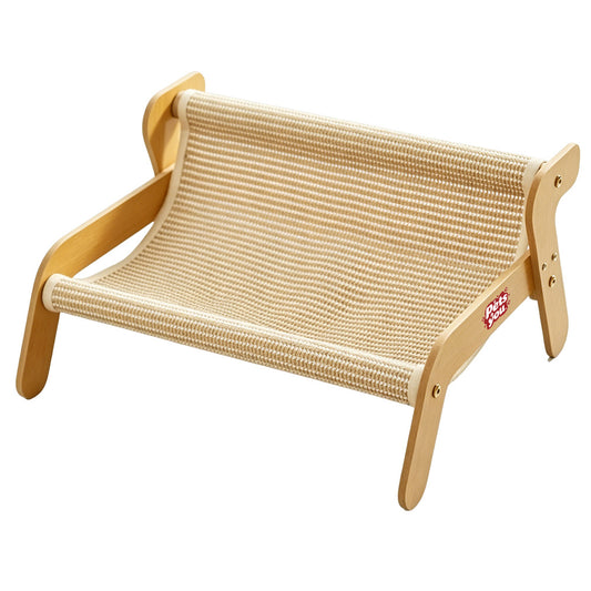pets&you Solid Wood Elevated Cat Bed Sofa, Multi-Angle Adjustable Sisal Mat Cat Scratcher Lounge Chair for Indoor Cats Rest & Claw Grinding