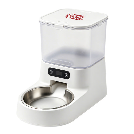pets&you 4L Timed Automatic Pet Feeder, Programmable Portion Control Dry Food Dispenser with Removable Stainless Steel Bowl, Anti-Clog Hopper for Cats Small Medium Dogs Indoor Feeding