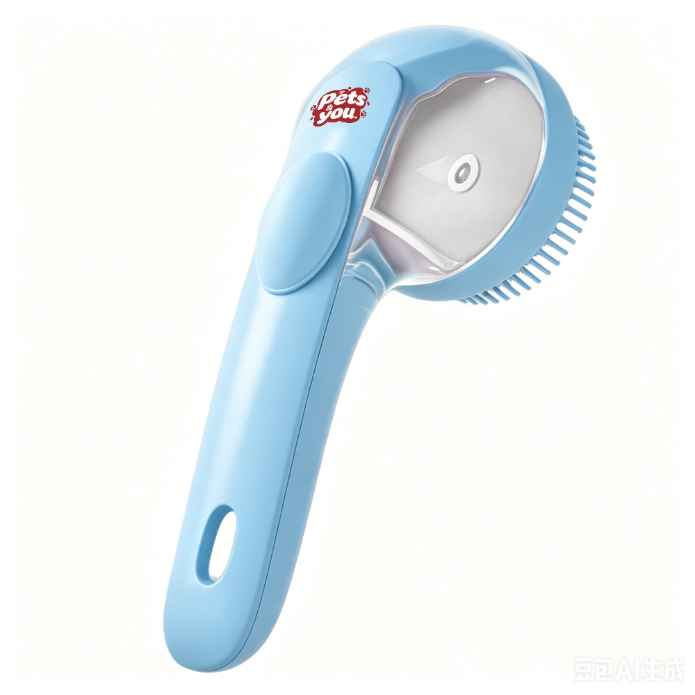 pets&you One Button Self-Clean Pet Brush with Built-In Hair Storage Box, Soft Silicone Pin Grooming Comb for Cats Dogs Deshedding Massage Tool