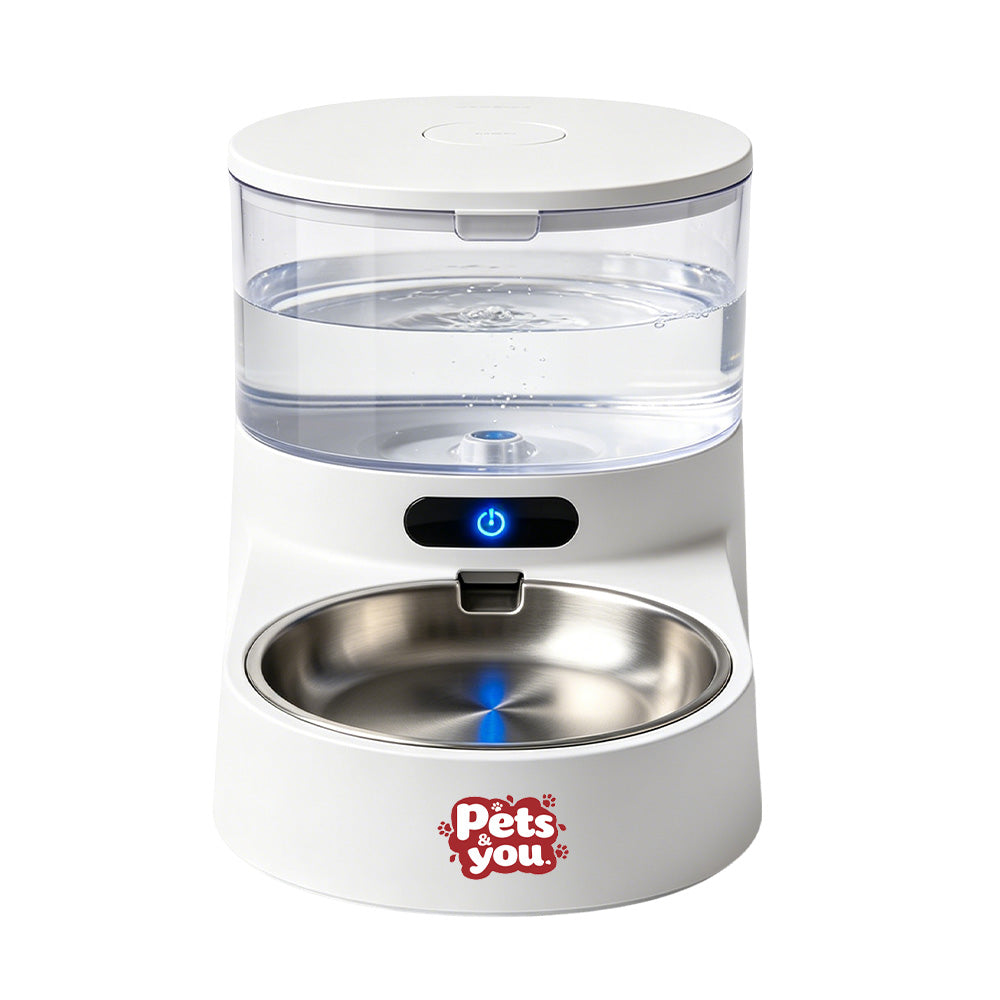 pets&you 3L Large Capacity Automatic Pet Water Fountain with Triple Filter, Circulating Quiet Water Dispenser, Stainless Steel Bowl Auto Waterer for Cats Small Medium Dogs Indoor Use