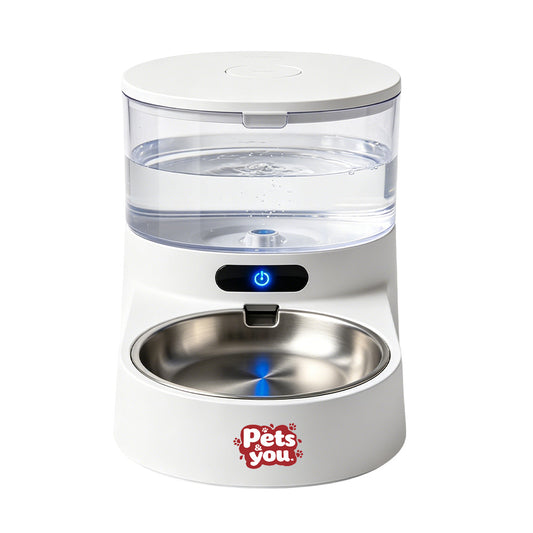pets&you 3L Large Capacity Automatic Pet Water Fountain with Triple Filter, Circulating Quiet Water Dispenser, Stainless Steel Bowl Auto Waterer for Cats Small Medium Dogs Indoor Use