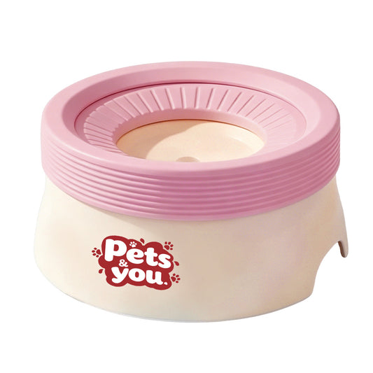 pets&you Pet Water Bowl, Anti-Splash Slow Water Feeder for Dogs & Cats, Non-Tip Travel Water Dish Prevents Messy Slobber & Floor Splashes