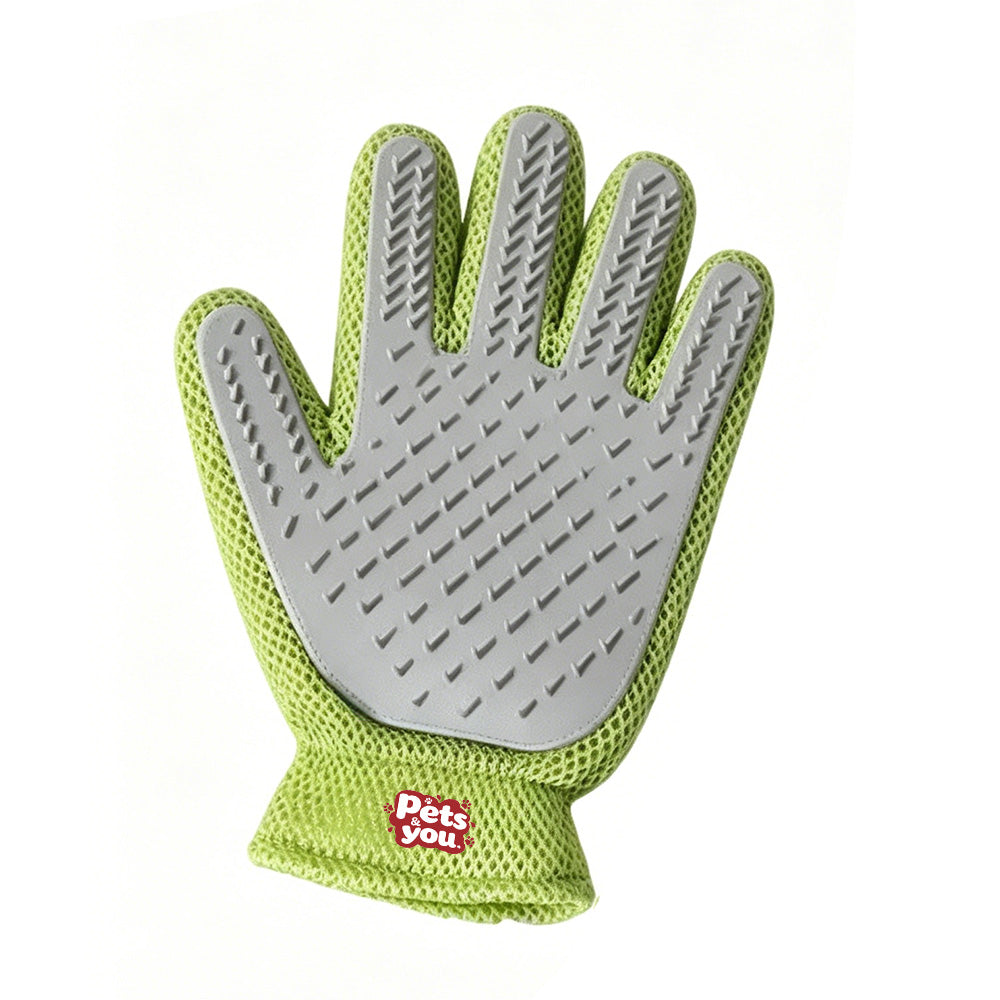 pets&you Pet Grooming Glove Deshedding Brush, Soft Silicone Hair Remover Mitt for Dogs Cats Horses, Efficient Gentle Shedding Massage Glove for Long & Short Fur