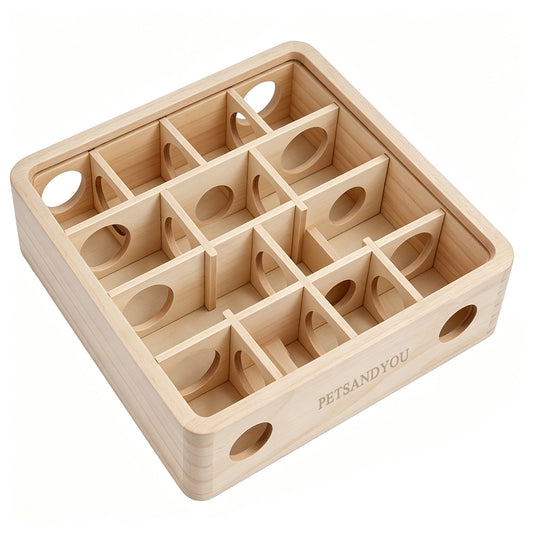 PETSANDYOU Natural Solid Pine Wood Hamster Maze Labyrinth, Tunnel Enrichment Toy, Gerbils Mice Foraging Hideout