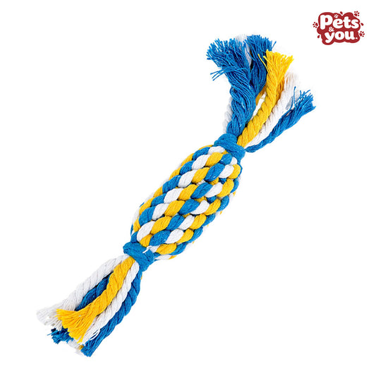 pets&you Colorful Braided Cotton Rope Bone Dog Toy, Durable Teeth Cleaning Tug Chew Toy for Puppies Small Medium Dogs, Interactive Tug-of-War Pet Toy