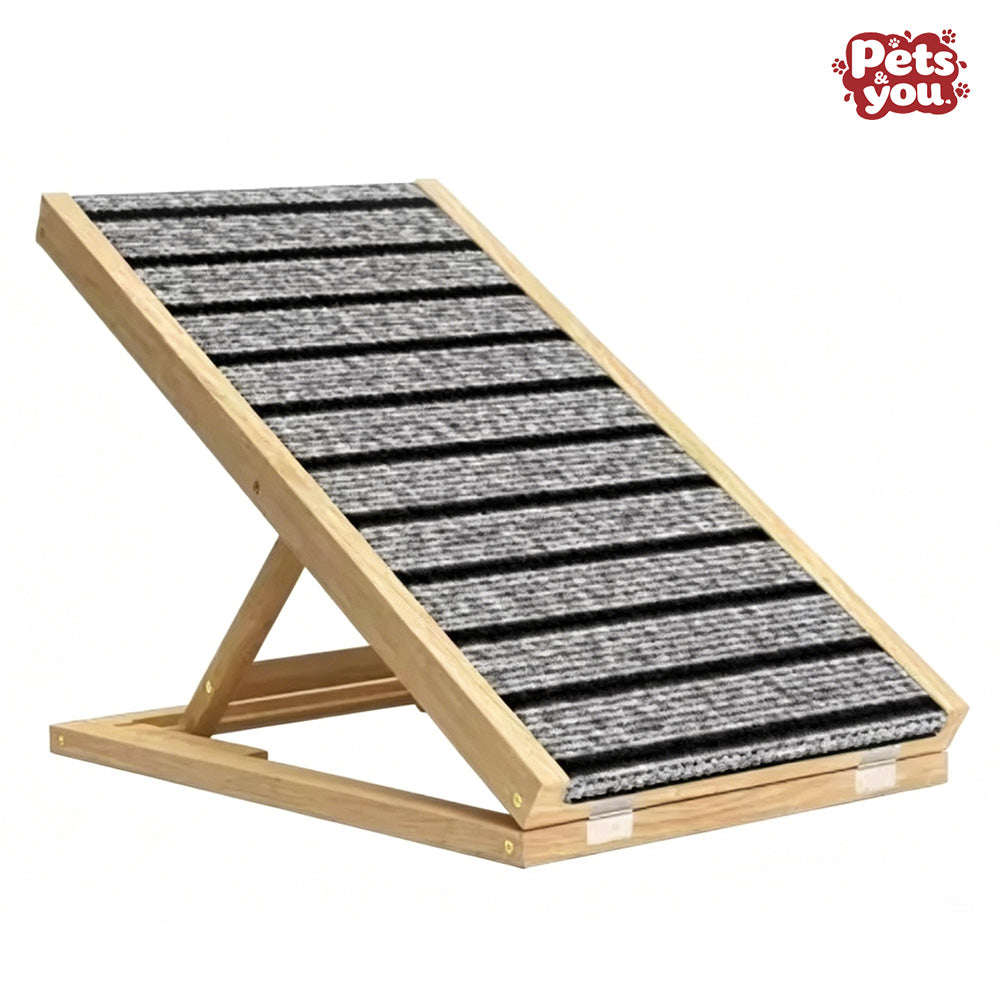 pets&you Adjustable Solid Wood Pet Ramp, Multi-Height Non-Slip Dog Slope Stairs for Bed & Couch, Joint Support for Senior, Arthritic & Short-Legged Dogs Cats