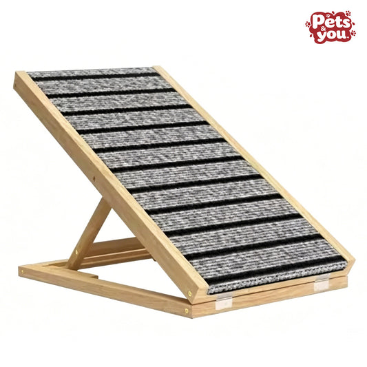 pets&you Adjustable Solid Wood Pet Ramp, Multi-Height Non-Slip Dog Slope Stairs for Bed & Couch, Joint Support for Senior, Arthritic & Short-Legged Dogs Cats