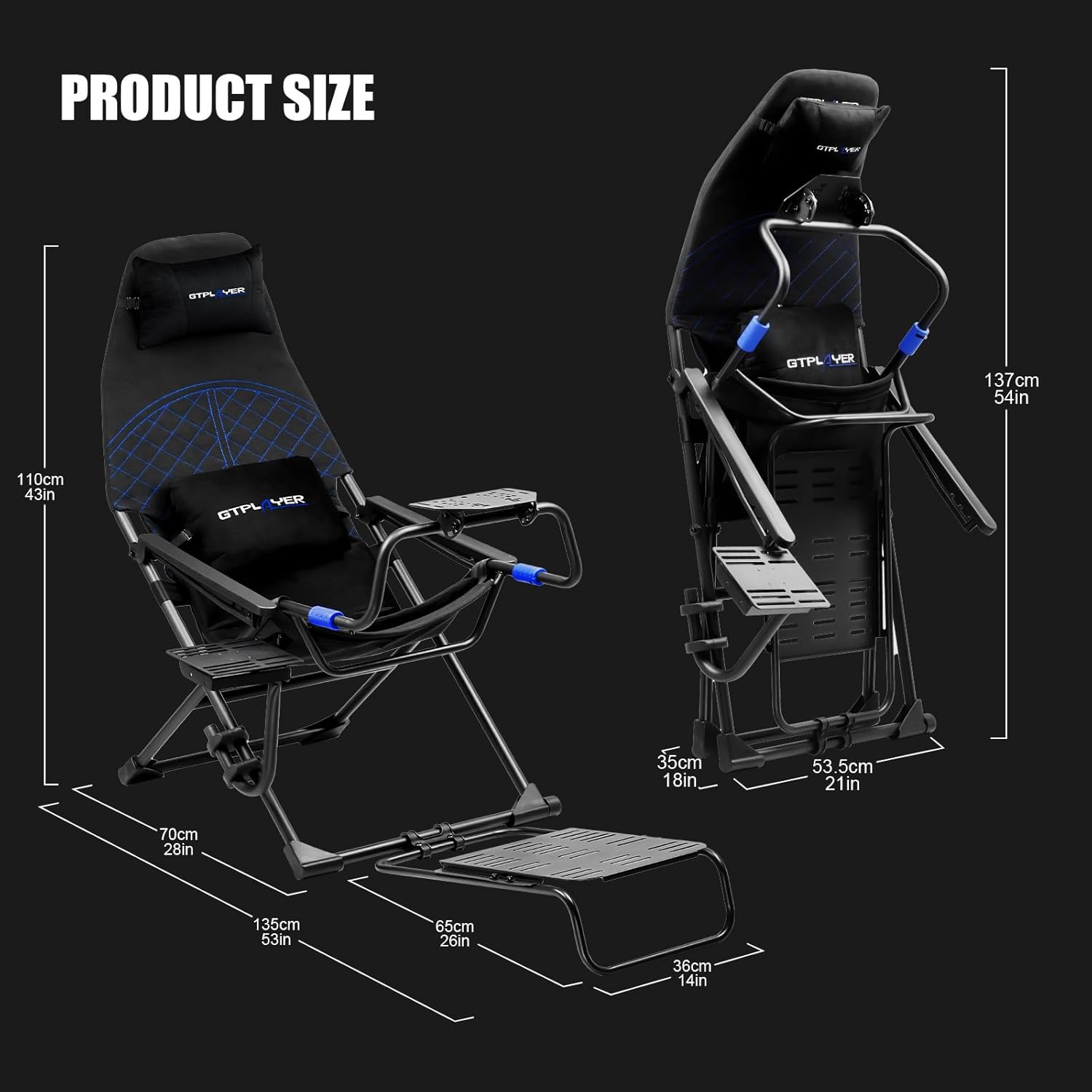 GTPLAYER Sim Racing Cockpit Foldable & Adjustable for High Performance ...