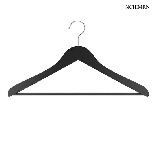 NCIEMRN Matte Black Solid Wood Hanger | Non marking and Anti slip, High end Storage Tool for Suits and Coats,20 pieces