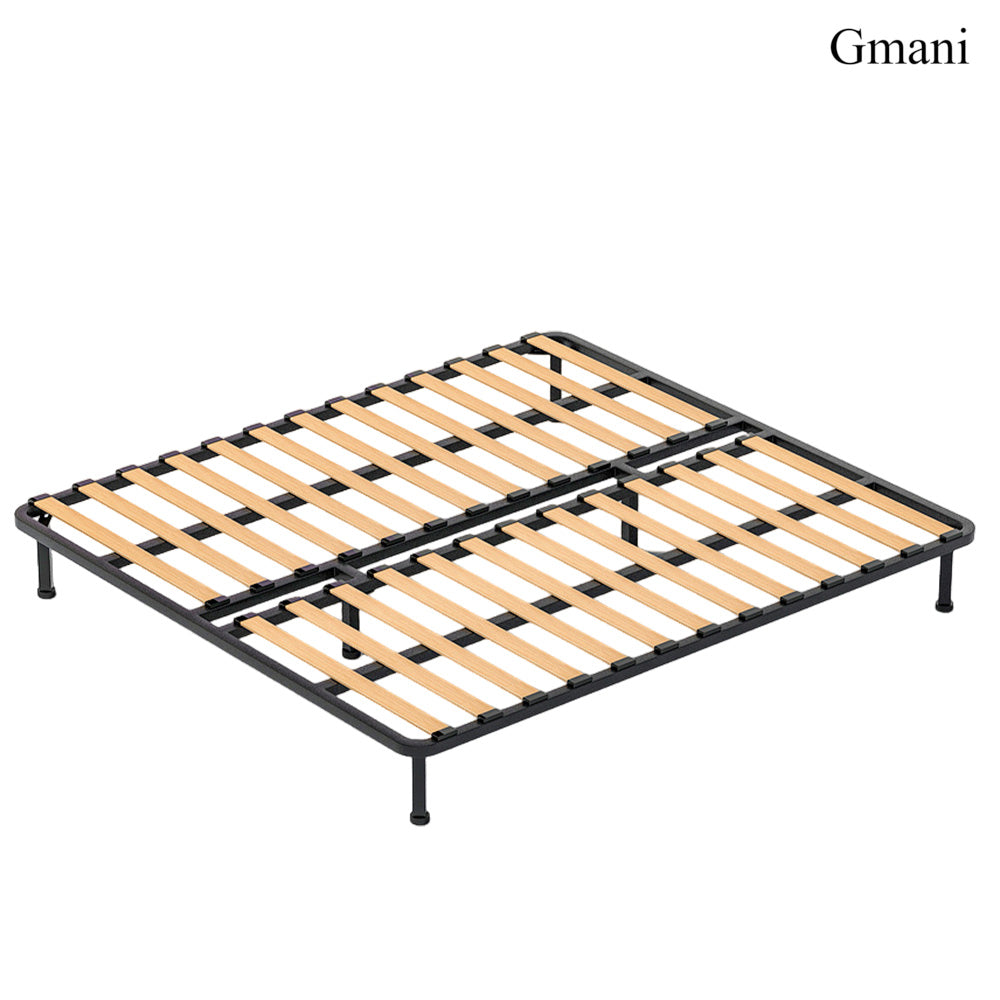Gmani Low Profile Bed Frame, Queen Size, Sturdy Metal Platform Bed with Wooden Slats Support, No Box Spring Needed, Noise-Free, Easy Assembly, Black