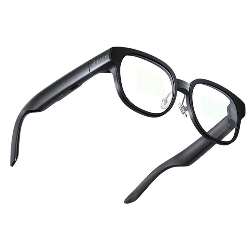 Alinkey Open-Ear AI Smart Glasses | Bone Conduction Audio + Bluetooth Call, Prescription Lens Replaceable, All-Day Wear Smart Eyewear
