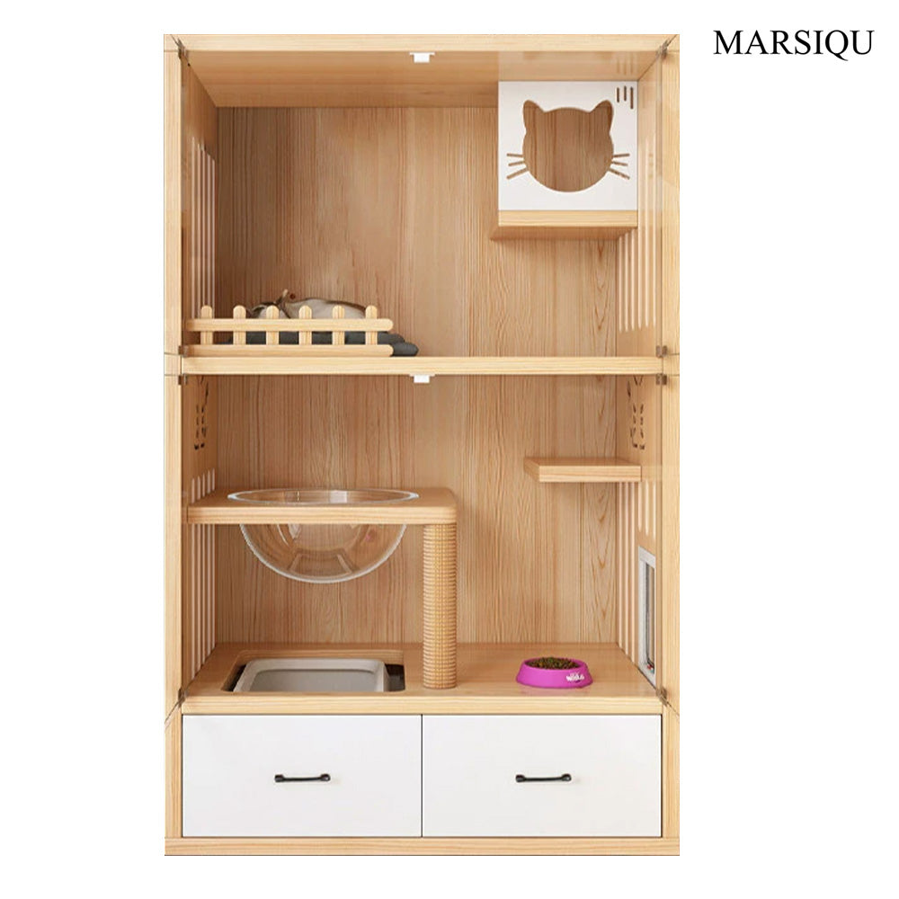 MARSIQU Wooden Cat Apartment