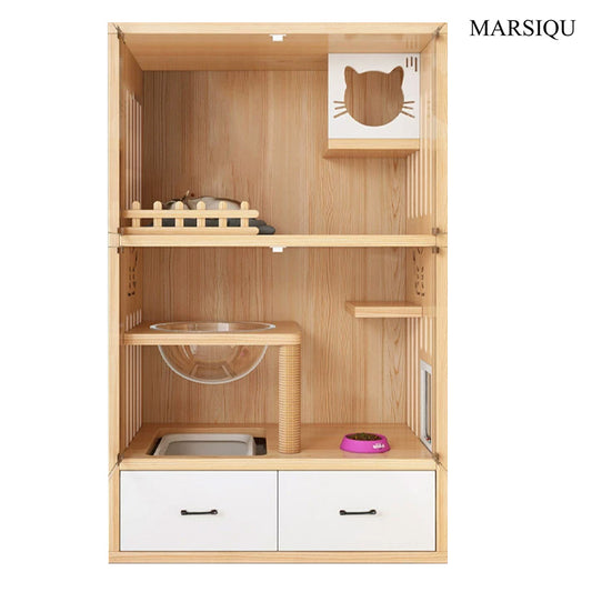 MARSIQU Wooden Cat Apartment