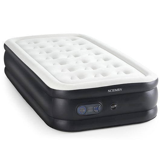 NCIEMRN Double layered raised inflatable mattress with built-in pump