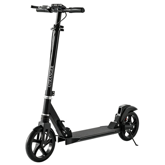 GTRANGER Foldable Kick Scooter for Adults Teens, Height Adjustable Push Scooter with Front Shock Absorption, Large Solid Wheels, Urban Commuter Kick Scooter
