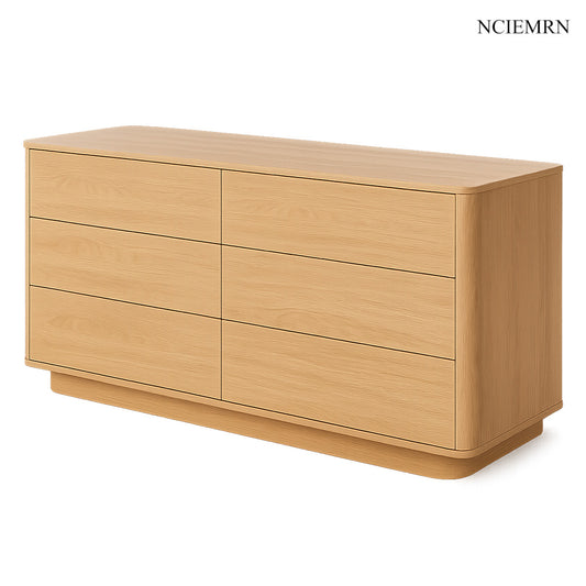 NCIEMRN Minimalist Wood 6-Drawer Storage Cabinet — Warm Simplicity for Organized Living
